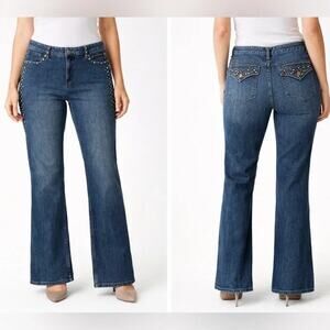 Harley Davison Super Studded Blue Denim Bootcut Jeans Women's Size 8